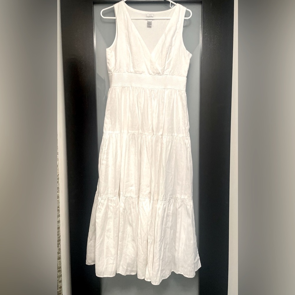 Chico’s maxi dress, pure white 100%linen